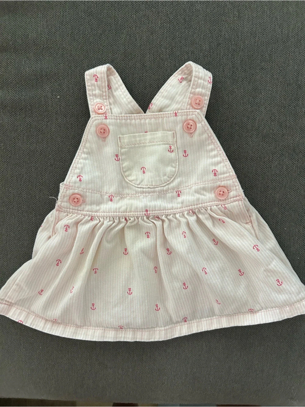 Pink Anchor Print Pinafore Dress - Baby